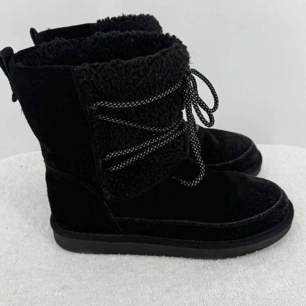 Koolaburra by UGG Youth Girls Michon Short Winter Suede Boot Black Size 5